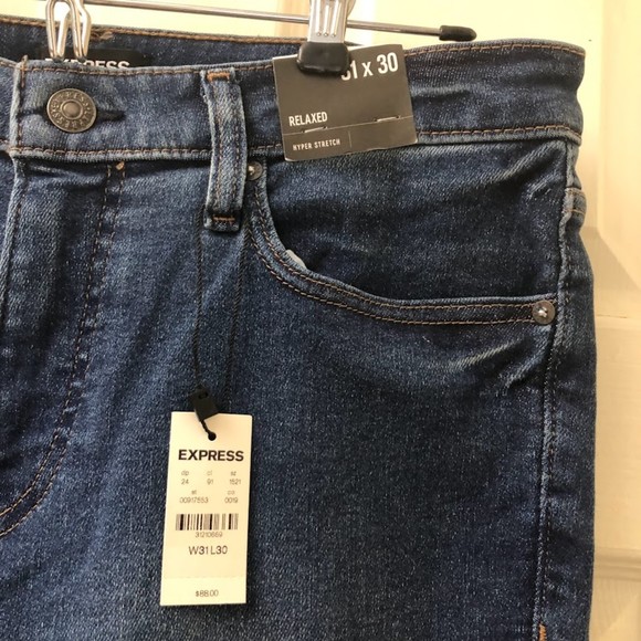 Express Men's Hyper Stretch Relaxed NWT Denim Jeans 31 x 30 - Picture 7 of 10